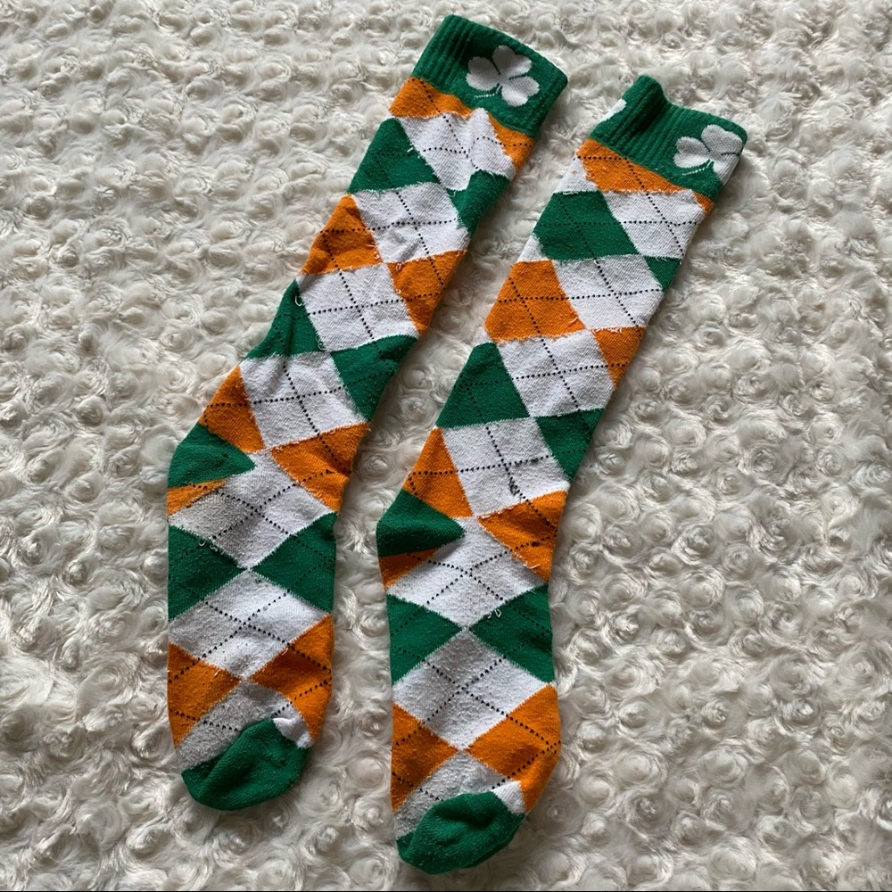 Shamrock Argyle Green St Patricks Day Socks